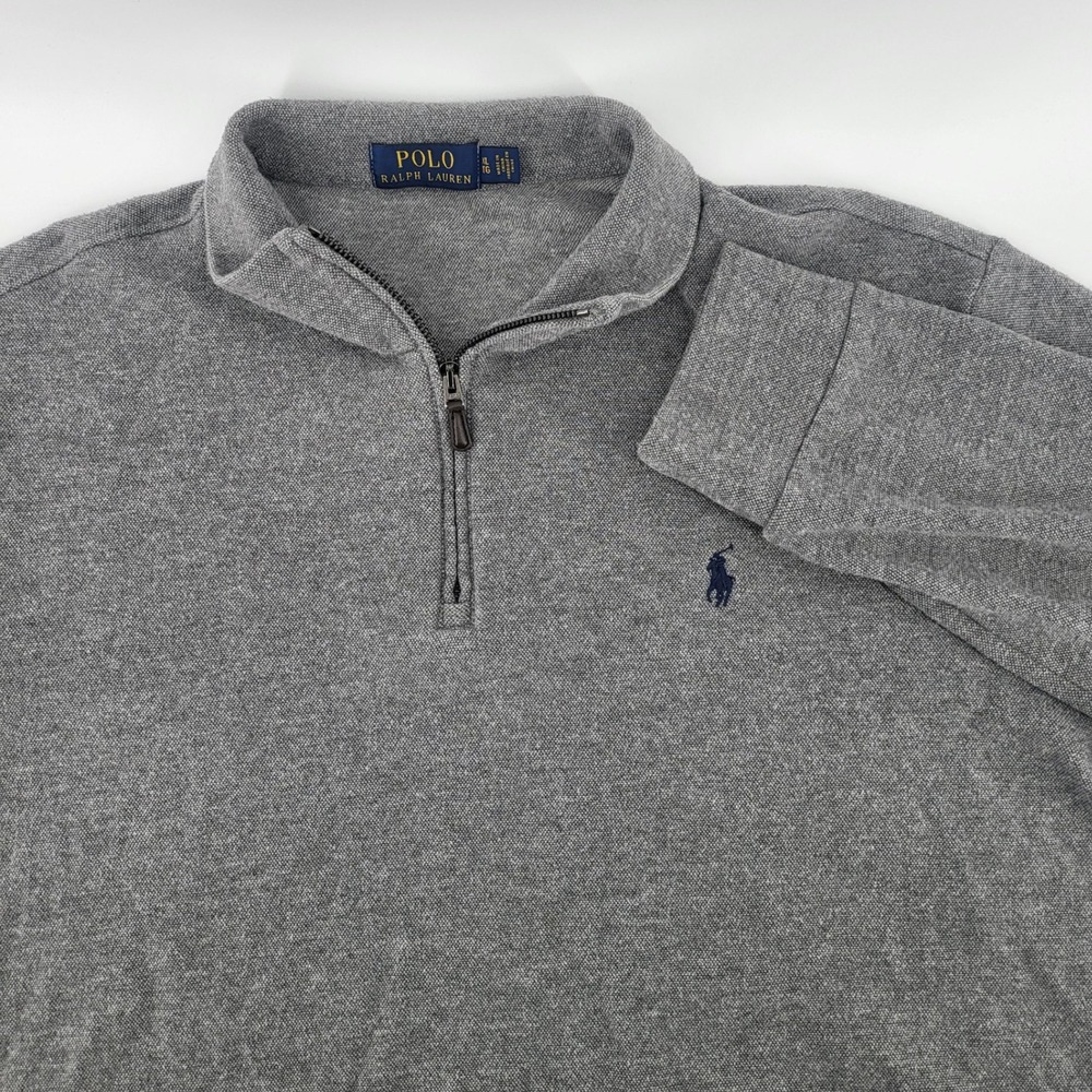 Polo Ralph Lauren‎ Men Gray Quarter Zip Long Sleeve Shirt Polo Size XLarge